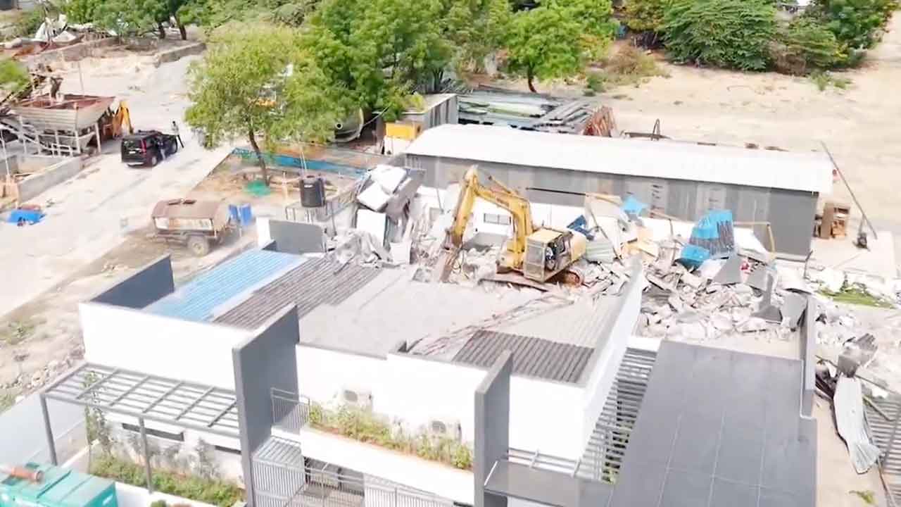 HYDRAA Demolishes Illegal Constructions Linked to Myalavaram MLA in Hafeezepet