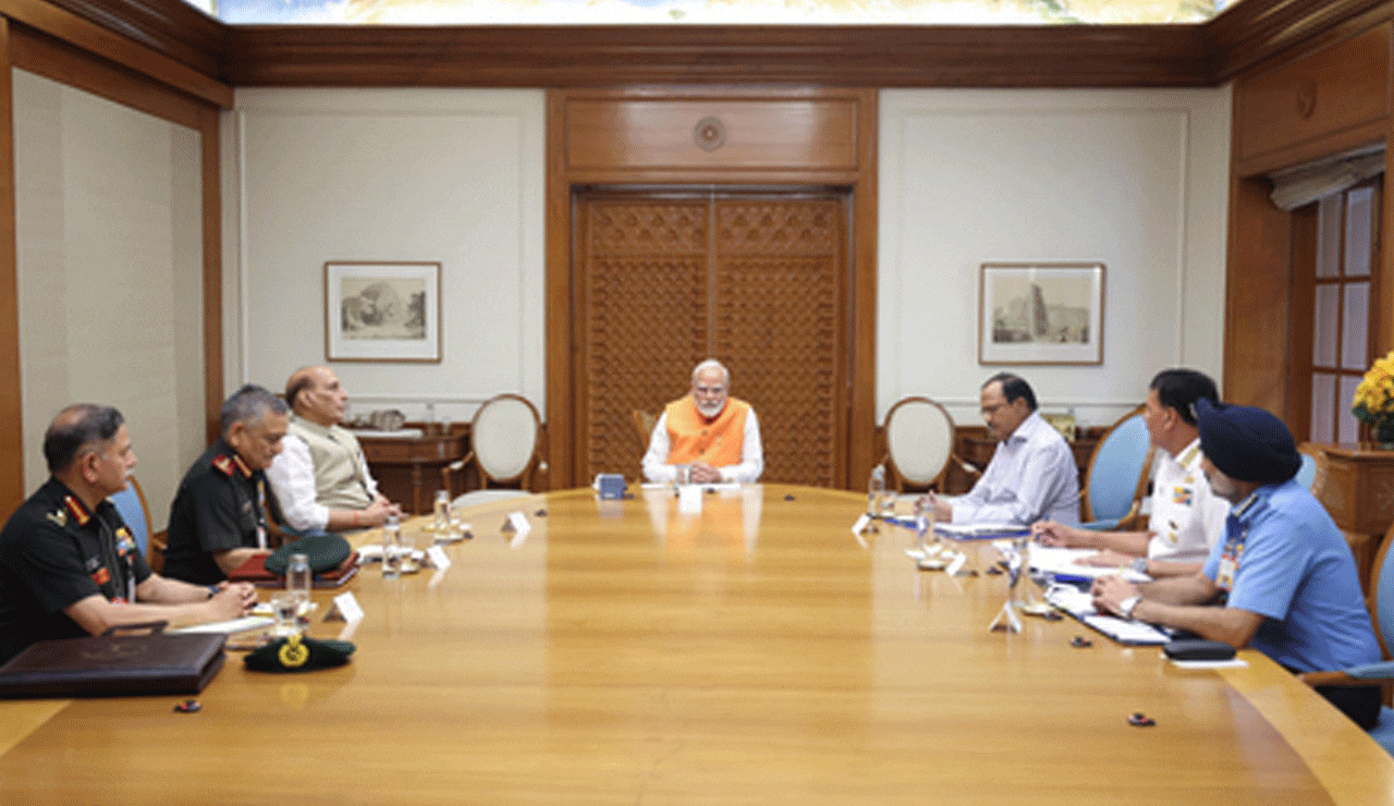 PM Modi Holds High-Level Meetings with Rajnath Singh, Ajit Doval, and Chiefs of Army, Navy, Air Force