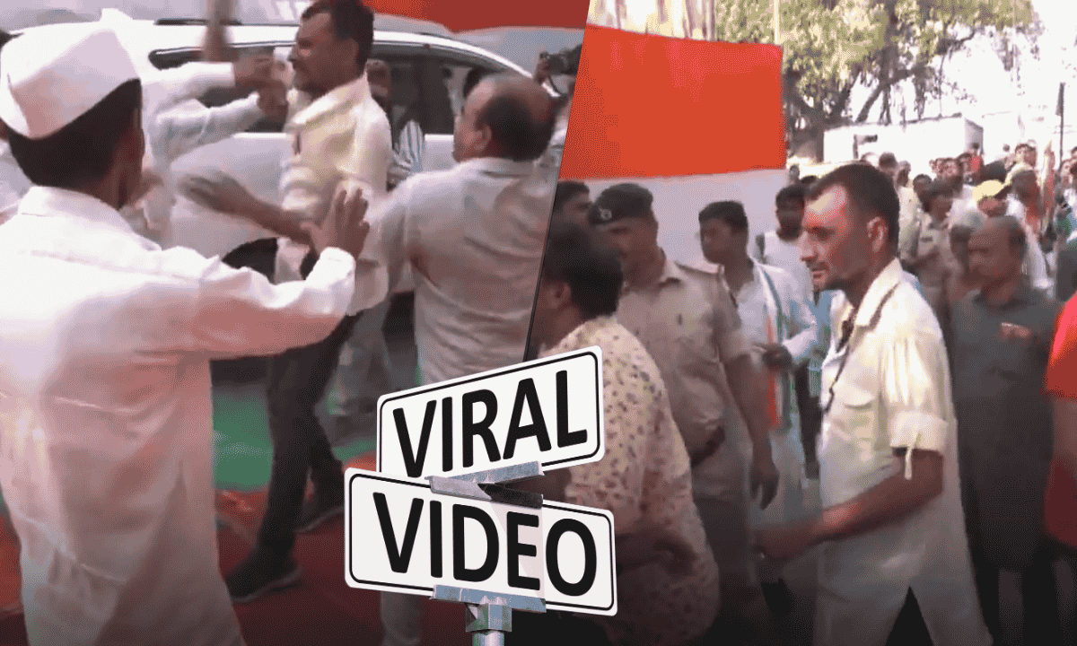 Chaos at Rahul Gandhi's rally in Patna as Congress workers engage in a violent scuffle (Video Screengrab).