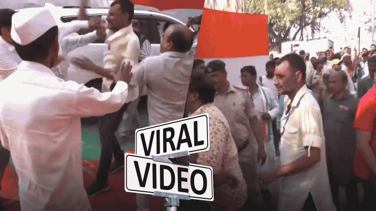 Chaos at Rahul Gandhi's rally in Patna as Congress workers engage in a violent scuffle (Video Screengrab).