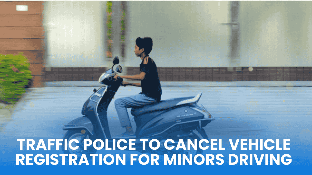 Hyderabad Traffic Police enforcing vehicle registration cancellation for minors driving under new road safety measures.