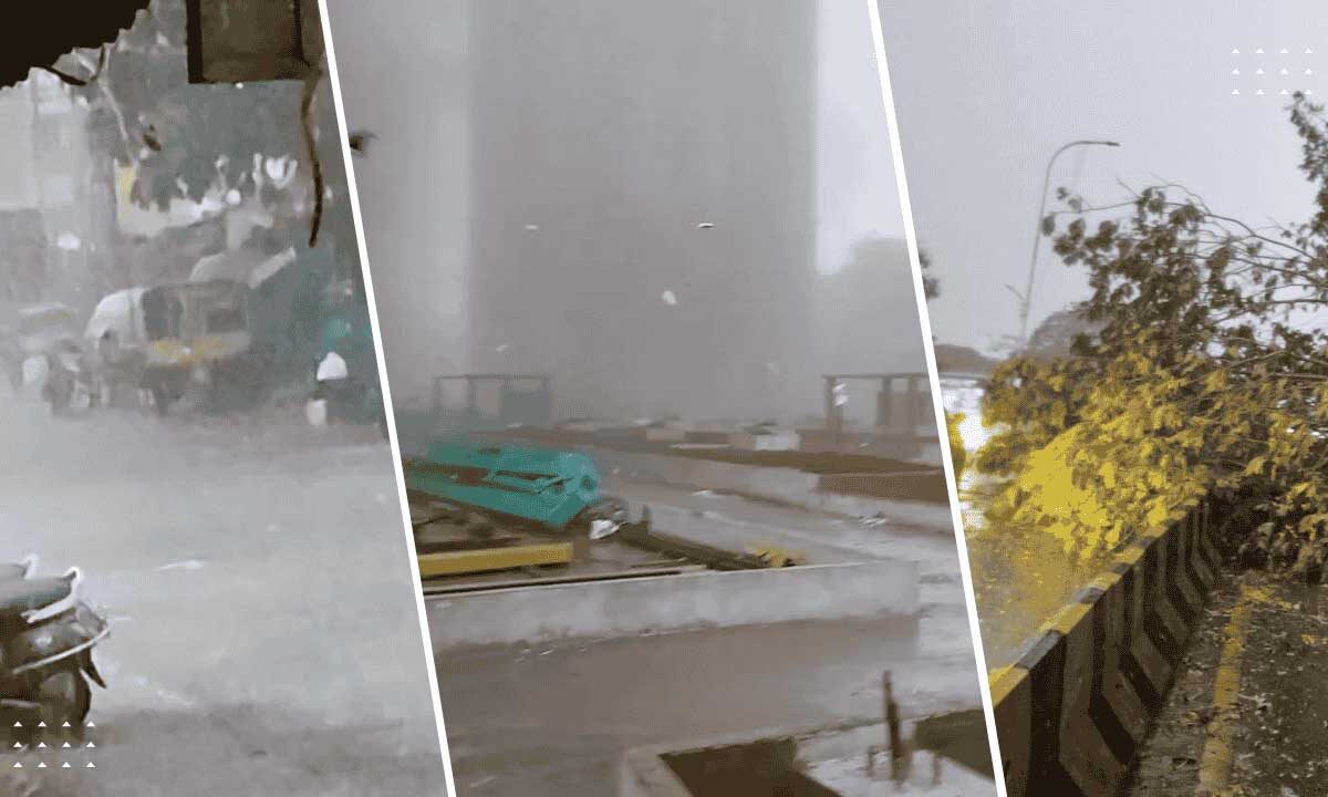 Hyderabad residents capture heavy rain and thunderstorms lashing the city, shared widely on social media.