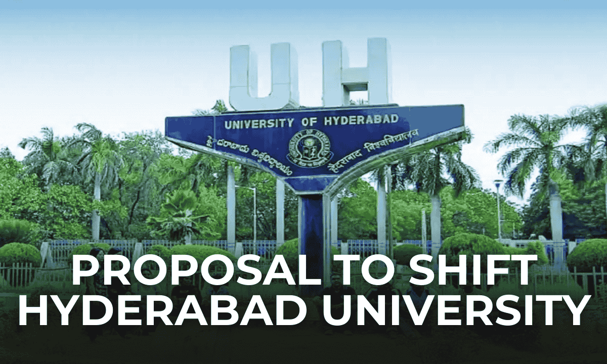 The University of Hyderabad campus, facing a potential relocation proposal as the state considers a plan to shift Hyderabad University for an Eco Park project.