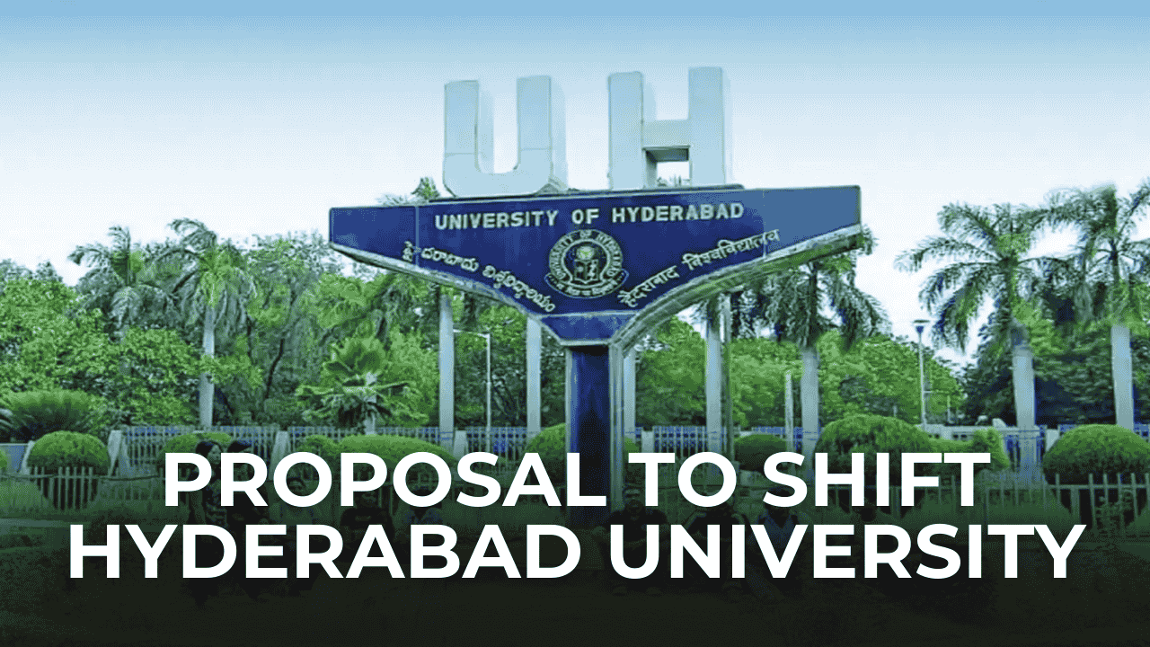The University of Hyderabad campus, facing a potential relocation proposal as the state considers a plan to shift Hyderabad University for an Eco Park project.