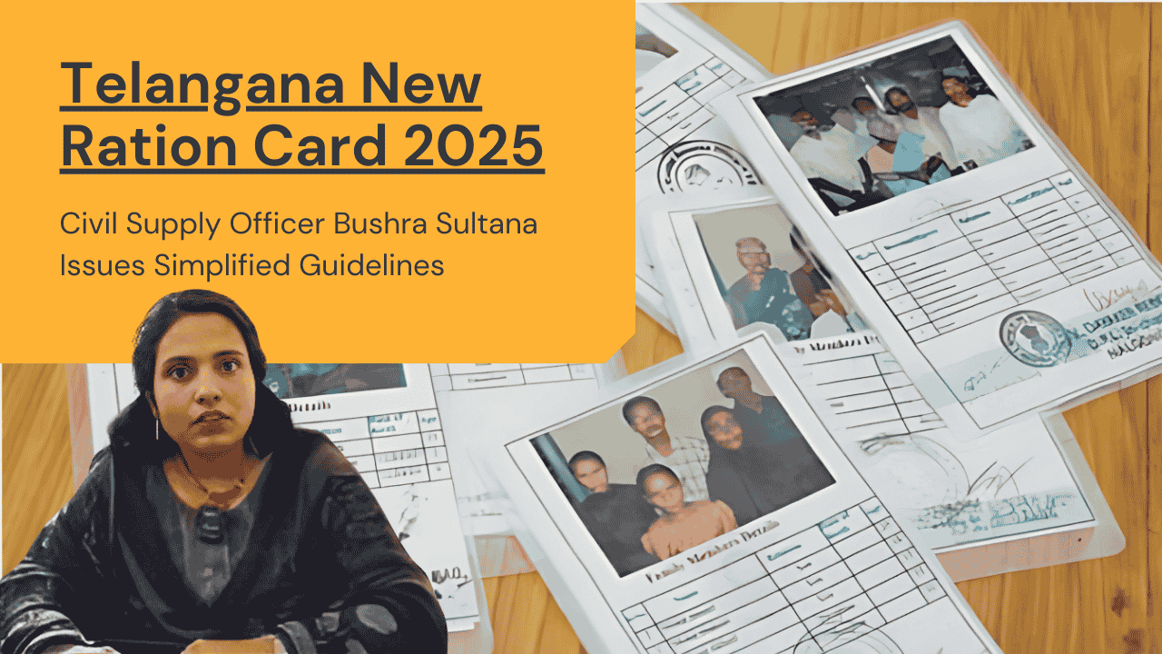 Civil Supply Officer Bushra Sultana addresses public queries on Telangana New Ration Card 2025 guidelines at Mehdipatnam office.