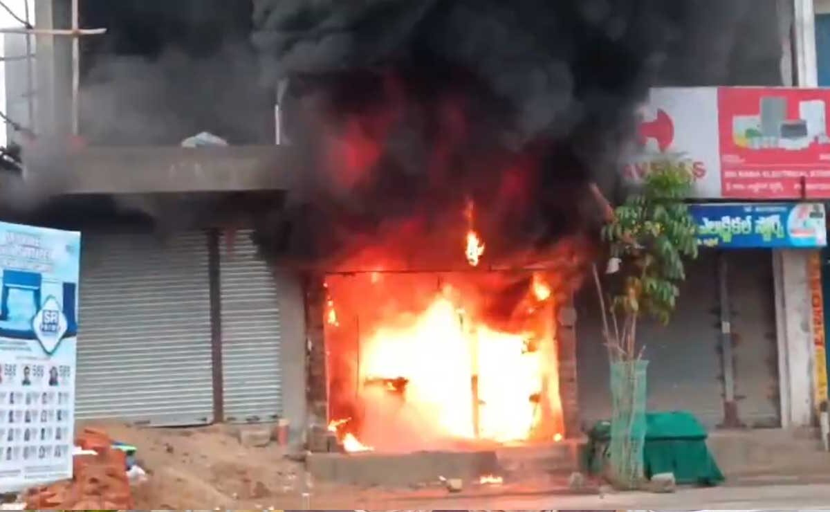 Suryapet Store Catches Fire, Ayurvedic Goods Reduced to Ashes