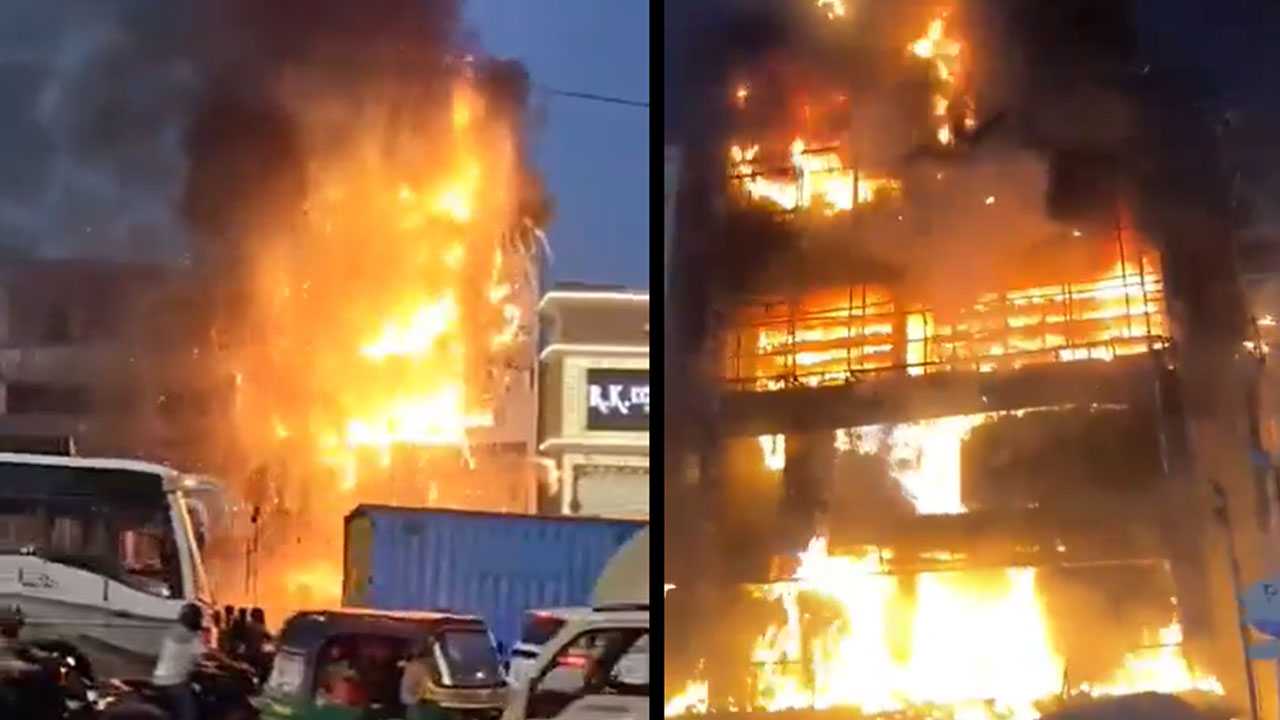 Hyderabad: Massive Fire Breaks Out at Centro Footwear Building in Madinaguda