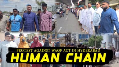 Massive Human Chain Protest Erupts in Hyderabad Against Waqf Amendment Act 2025