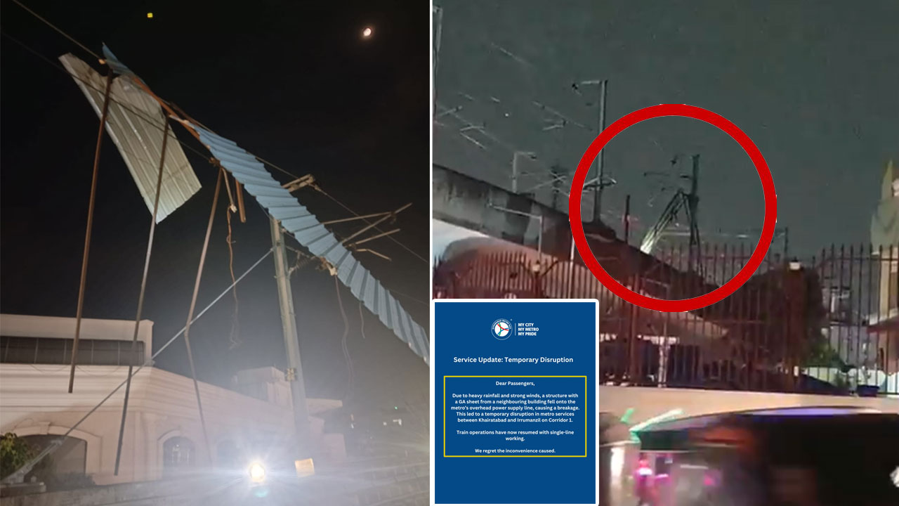 Heavy Rains Disrupt Hyderabad Metro Services Between Khairatabad and Irrumanzil