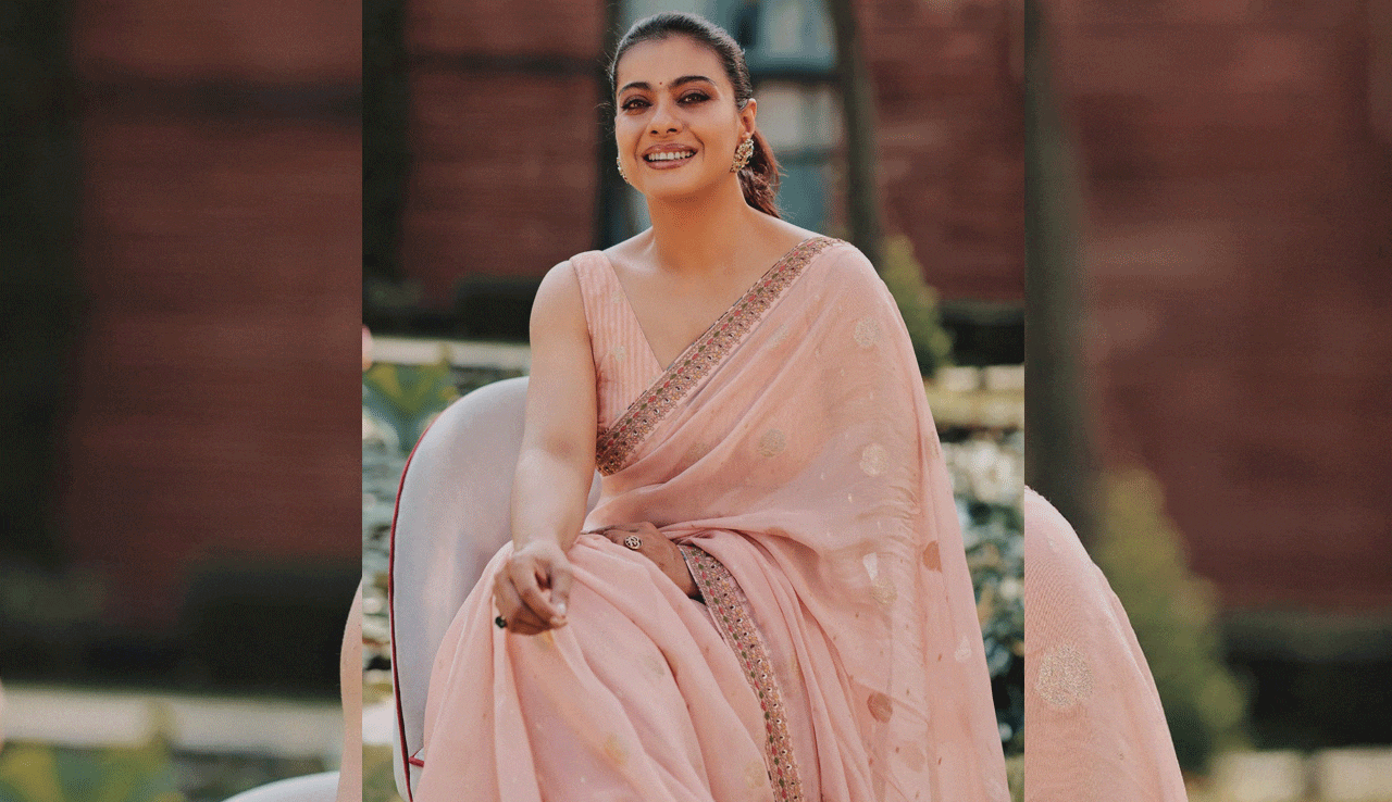 kajol In Pink Saree and Pure Devotion, Kajol Shines in City of Joy Before ‘Maa’ Launch