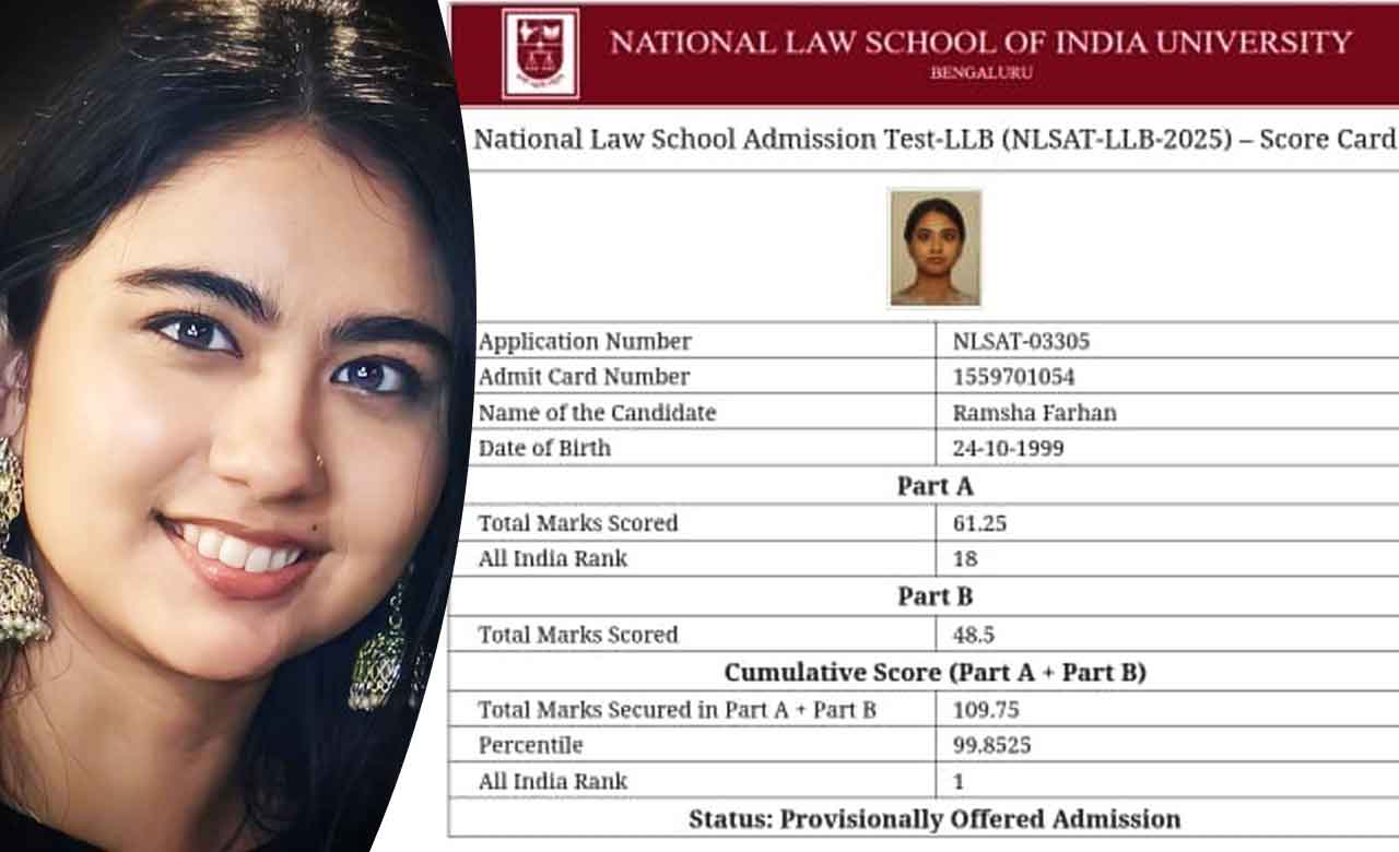 Hyderabad's Ramsha Farhan Tops NLSAT-LLB 2025, Bringing Pride to the City