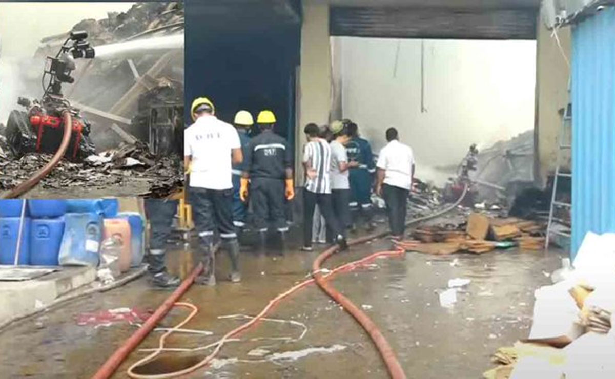Hyderabad: Massive Fire Breaks Out at Dyverdine Industries in Sanathnagar