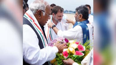 Election 'fraud' protest: Rahul Gandhi arrives in B'luru; tight security at State EC