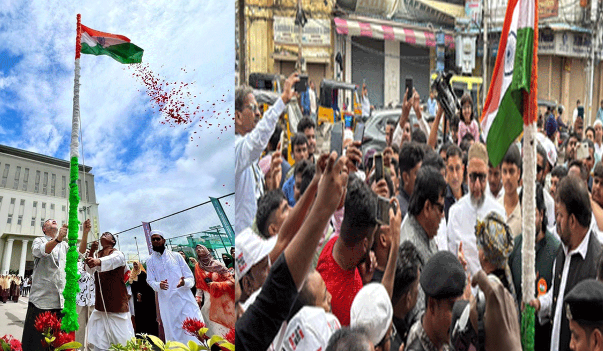 Owaisi brothers hoist Tricolour in Hyderabad on I-Day