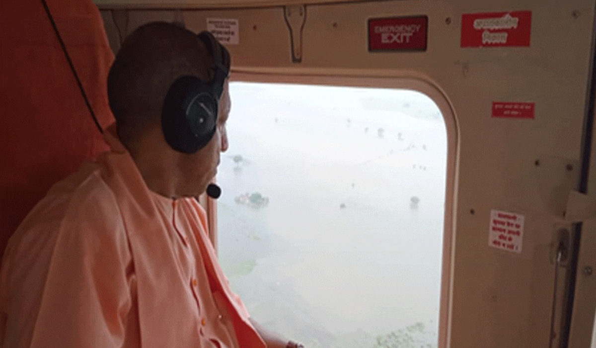 CM Yogi conducts aerial survey of flood-hit areas in UP, issues relief guidelines