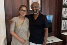 Simran calls on Superstar Rajinikanth; classifies meeting as "timeless"
