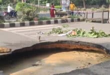 Road caves in near National Law University in Delhi's Dwarka