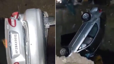 Car Falls into Drain During Rain in Hyderabad, Three Youths Rescued