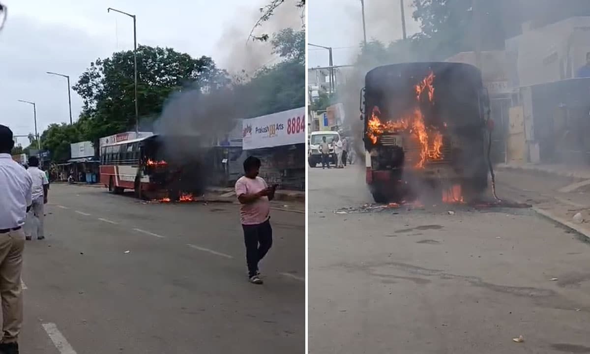 Fire Erupts in RTC Bus at Mehdipatnam, Driver’s Quick Action Prevents Tragedy