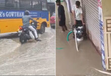 Hyderabad Rains: Pond Overflow in Mallampet Brings Traffic to a Halt