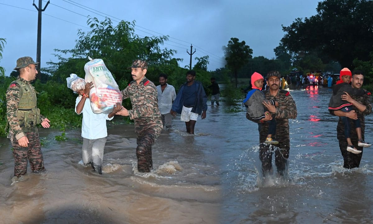 Telangana Rains: 2,000 Rescued as Army & Air Force Join Ops; Flood Scare in Hyderabad, Rescue Teams on Standby