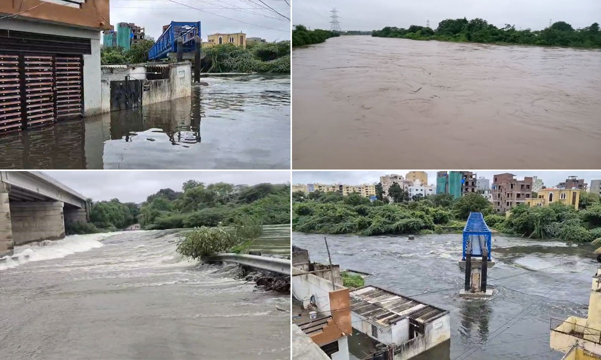 Musi River Swells as Floodwater Released from Himayat Sagar; Residents Evacuated from Low-Lying Areas