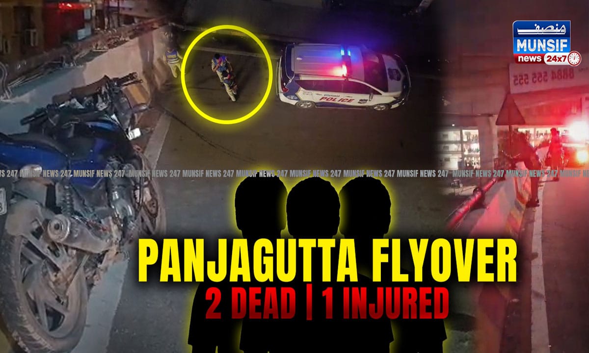 Horrific Road Accident on Panjagutta Flyover, Two Dead, One Seriously Injured