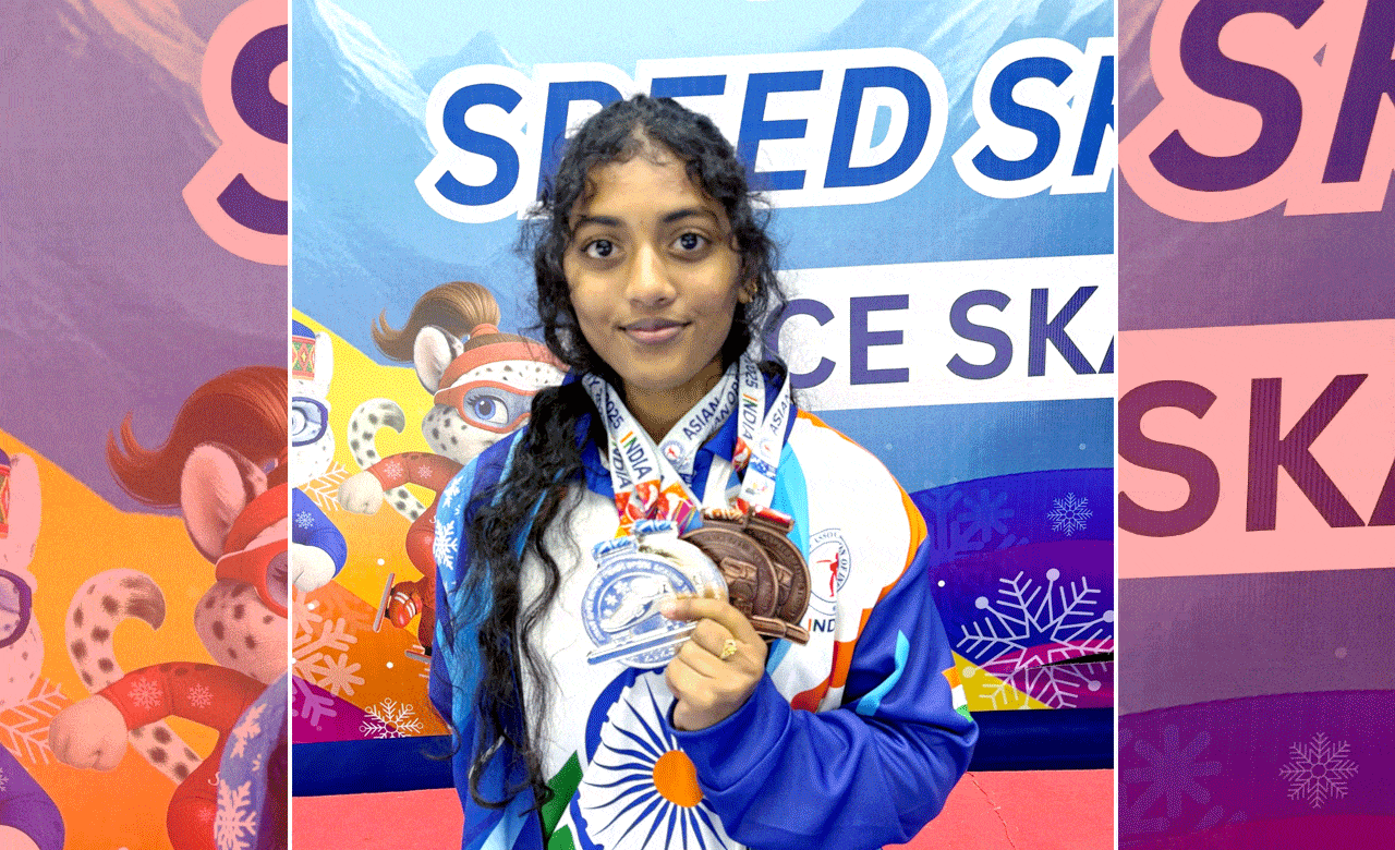 Telangana’s Nayana Sri Talluri Shines at Asian Open Short-Track Speed Skating in Dehradun