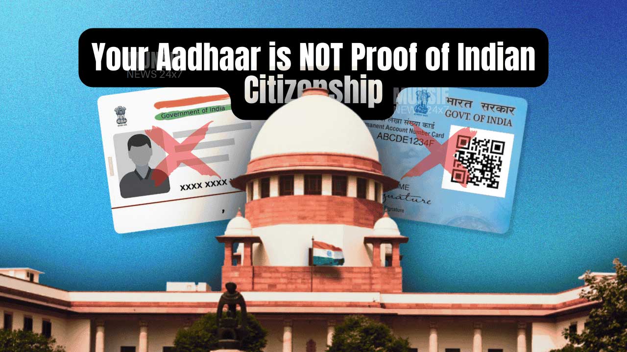A collection of Indian identity cards like Aadhaar and PAN, which are for identification purposes, not for proving citizenship.