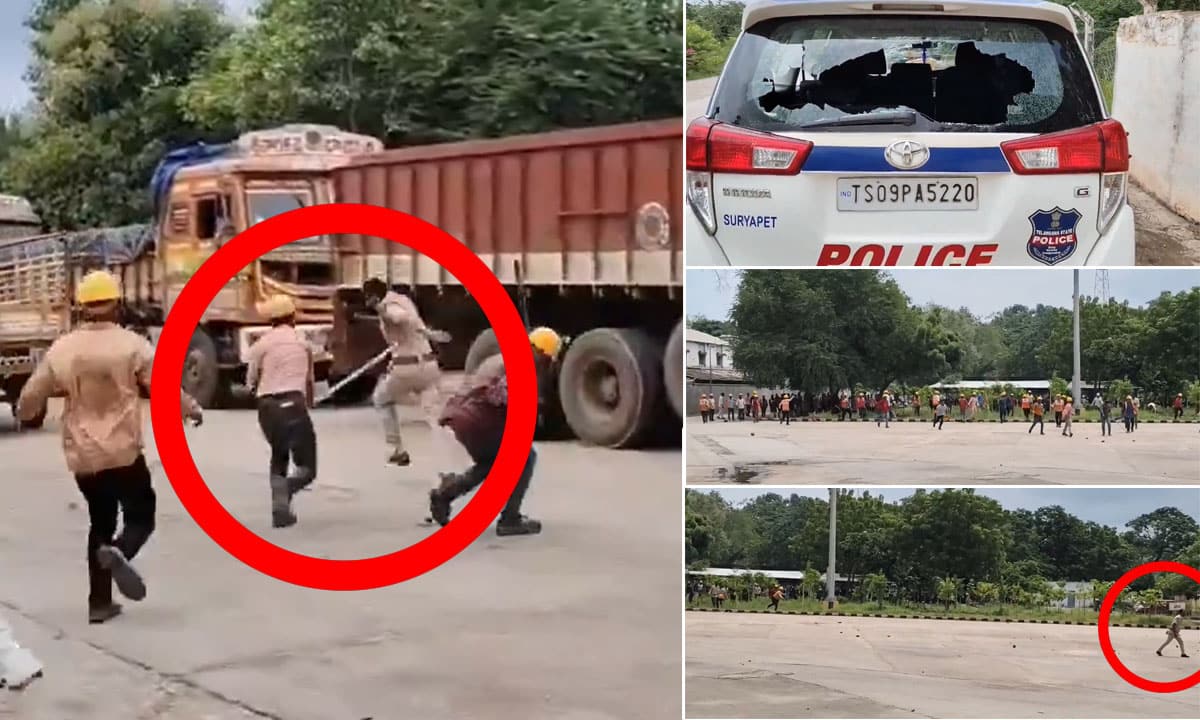 Clashes Erupt Between Bihar Workers and Police at Deccan Cement Factory in Suryapet