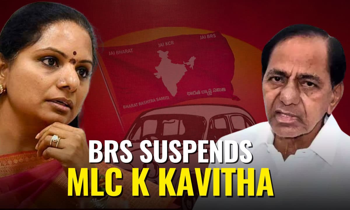 A contemplative MLC K. Kavitha during a pivotal moment in Telangana politics, following her suspension from the BRS party.
