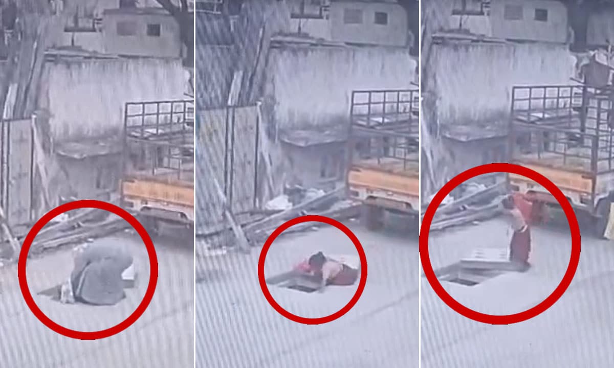 GHMC Negligence in Hyderabad: Schoolgirl Falls into Open Manhole: Video