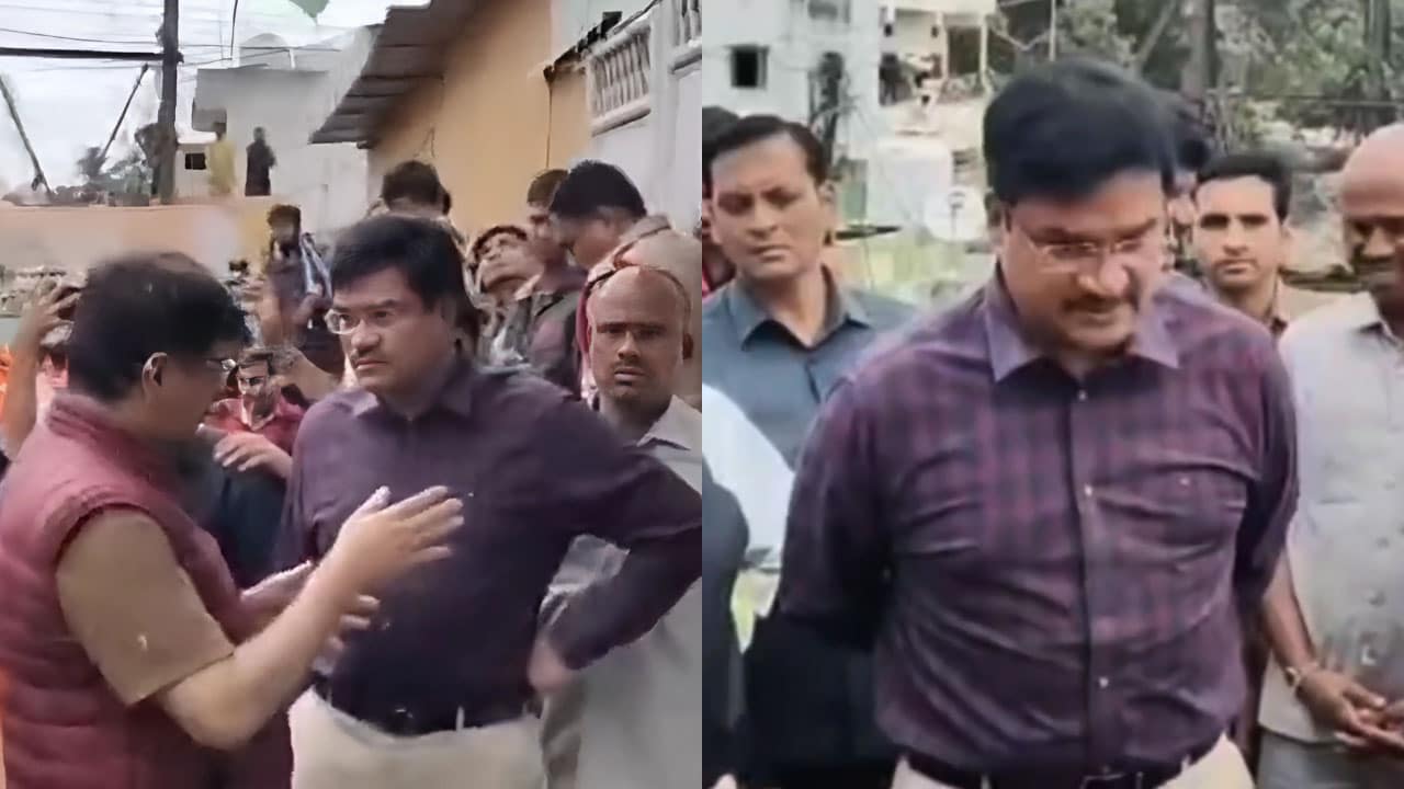 HYDRAA officials coordinate the distribution of relief supplies in a flood-affected area of Hyderabad.