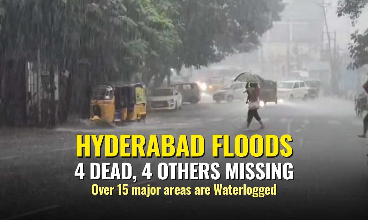 Rescue operations underway in a waterlogged Hyderabad neighborhood following unprecedented heavy rains in September 2025.
