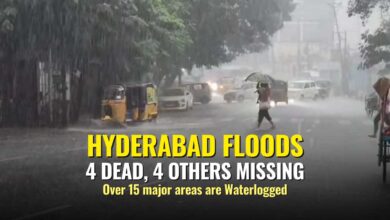 Rescue operations underway in a waterlogged Hyderabad neighborhood following unprecedented heavy rains in September 2025.