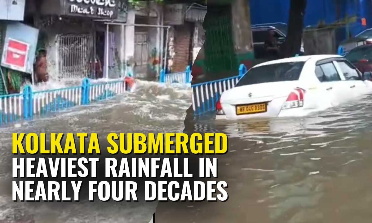 A submerged street in South Kolkata shows the extent of the devastating flooding that brought the city to a halt on September 23, 2025.