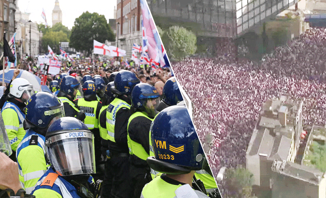“London Erupts: Over 100,000 March in Massive Anti-Immigrant Protest — Clashes Leave Dozens Injured”