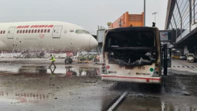 Bus operated by Air India’s ground handler catches fire at Delhi Airport; no injuries reported