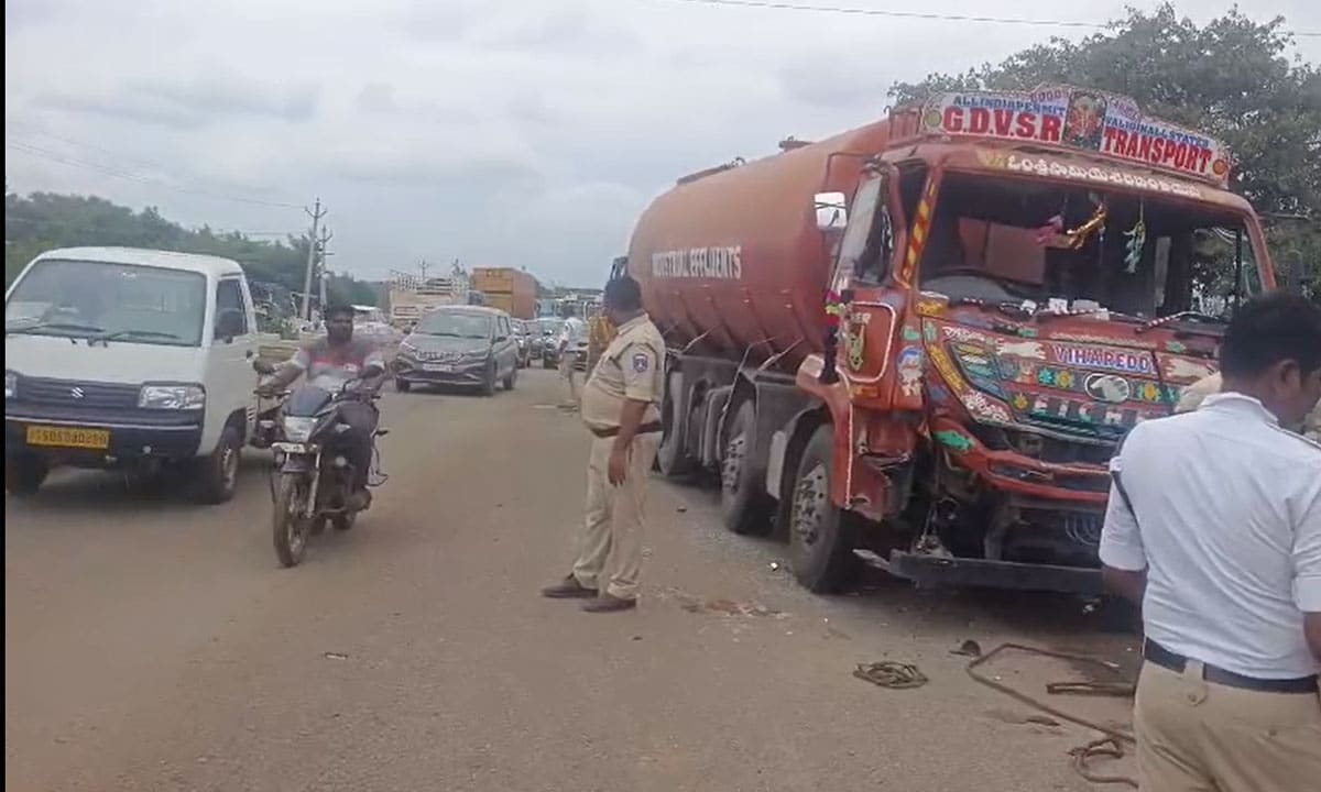 Major Traffic Jam Near Shamshabad After Tanker Collision on National Highway