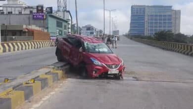 Speeding Car Overturns on JNTU Flyover; Two Foreign Students Detained for Questioning