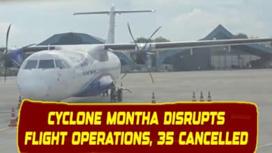 Cyclone Montha Disrupts Flight Operations: 35 Flights Cancelled Between Shamshabad and Andhra Cities
