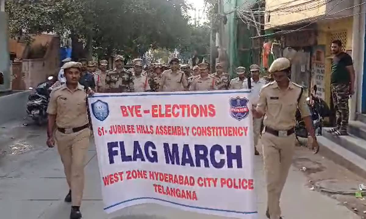 Hyderabad Police Conduct Flag March Ahead of Jubilee Hills By-Election