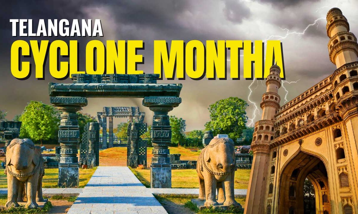 Residents prepare for heavy rainfall as Cyclone Montha approaches Telangana's eastern districts with red alert warnings.