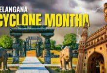 Residents prepare for heavy rainfall as Cyclone Montha approaches Telangana's eastern districts with red alert warnings.