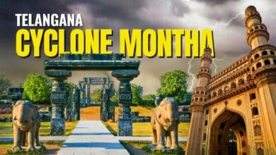 Residents prepare for heavy rainfall as Cyclone Montha approaches Telangana's eastern districts with red alert warnings.