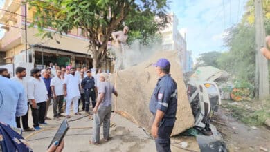 Heavy Rains Trigger Rockfall in Malkajgiri; HYDRAA, GHMC Team Up to Clear Giant Boulder