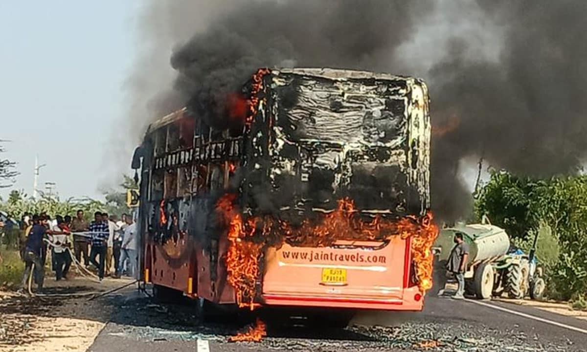 Jaisalmer Bus Tragedy: 20 Burnt Alive as Bus Catches Fire on Highway