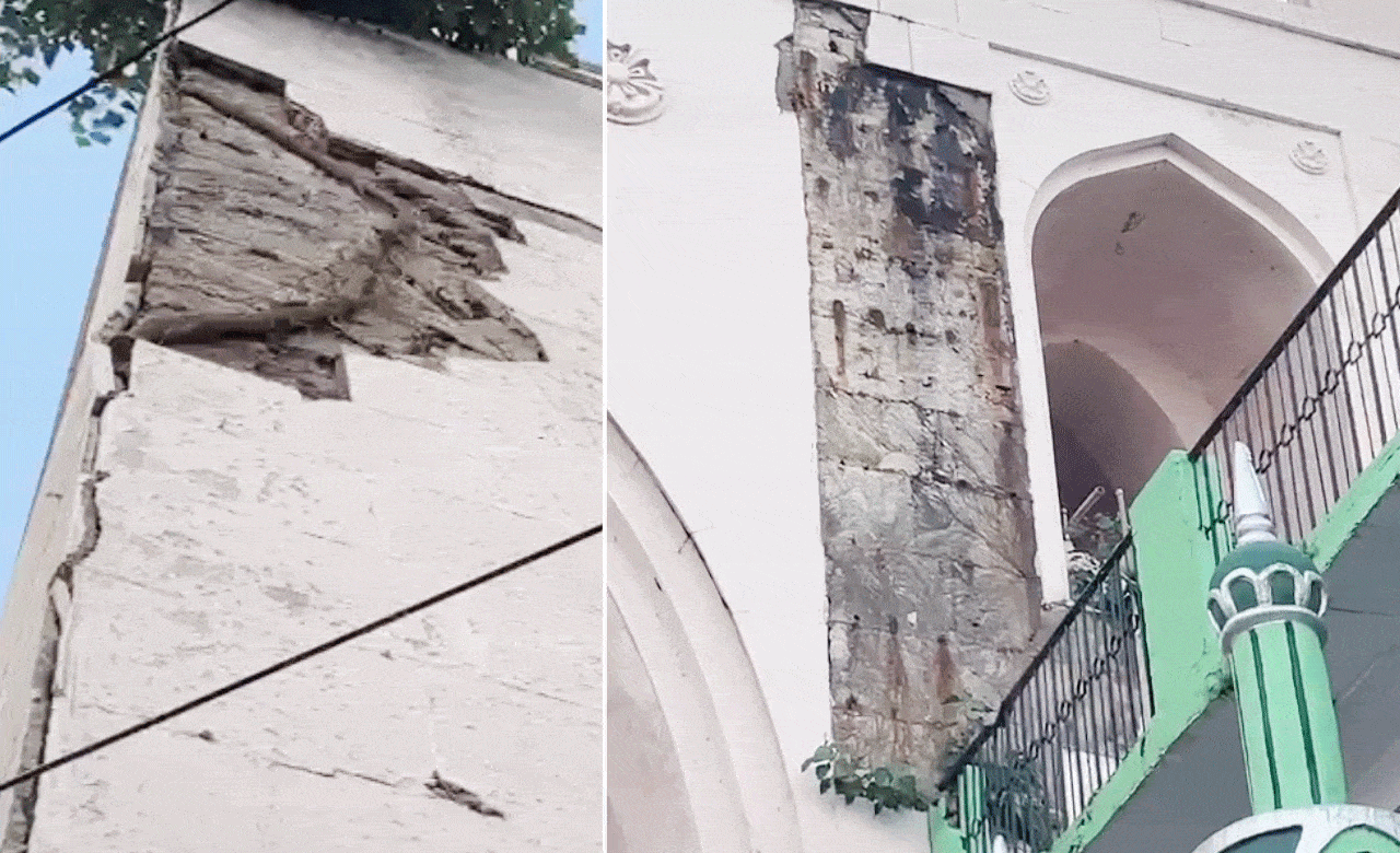 Hyderabad’s Machli Kaman Damaged as Heavy Rain Hits Old City