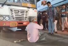 Hyderabad: Passenger Sits in Front of RTC Bus Over ₹5 Change Dispute