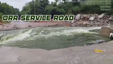 Heavy Rains Trigger Water Release from Hyderabad Dams; ORR Service Road Near Himayat Sagar Collapses